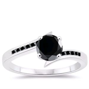 2.58 Ct. Round Black Moissanite Ring w/ accents